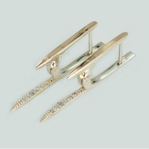 Серебряные серьги с золотыми вставками