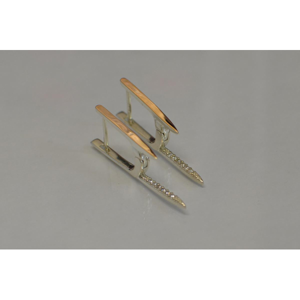 Серебряные серьги с золотыми вставками (127с)