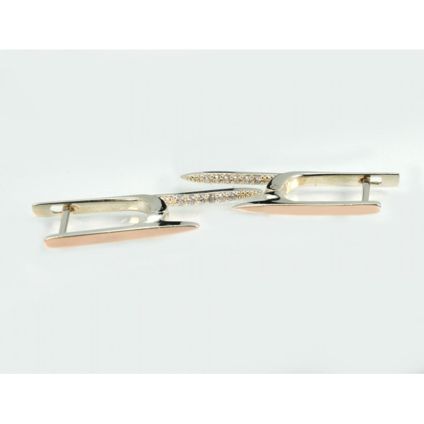 Серебряные серьги с золотыми вставками (127с)