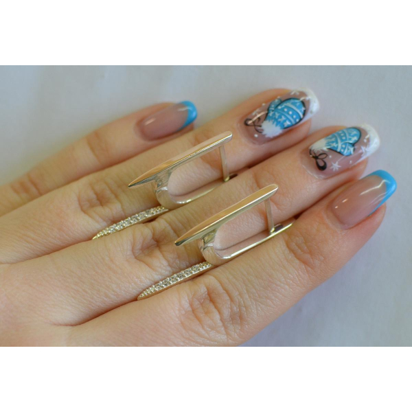 Серебряные серьги с золотыми вставками (127с)