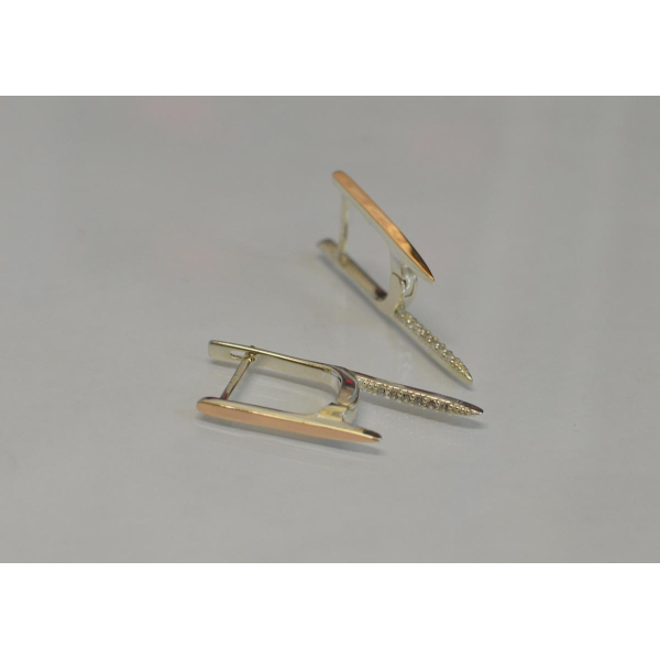 Серебряные серьги с золотыми вставками (127с)