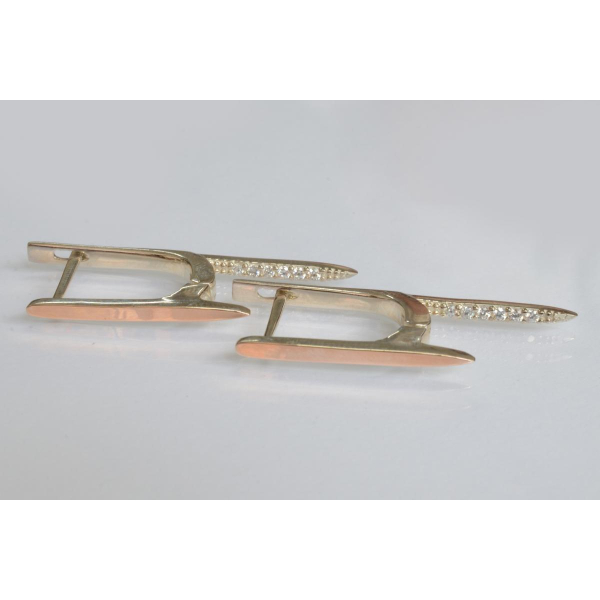 Серебряные серьги с золотыми вставками (127с)