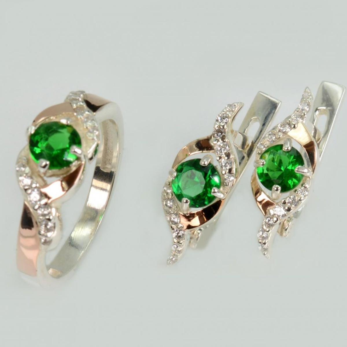 Серебряный гарнитур с золотыми пластинами (128)