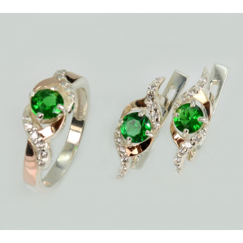 Серебряный гарнитур с золотыми пластинами