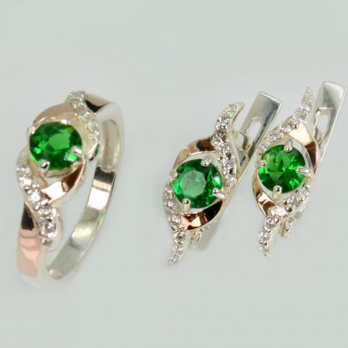 Серебряный гарнитур с золотыми пластинами