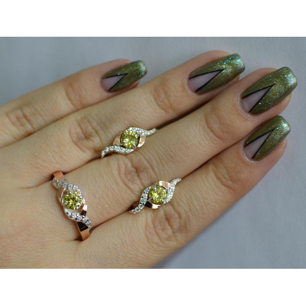 Серебряный гарнитур с золотыми пластинами (128)