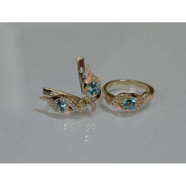 Серебряный гарнитур с золотыми пластинами (128)