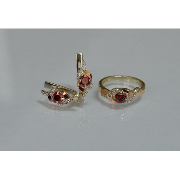 Серебряный гарнитур с золотыми пластинами (128)