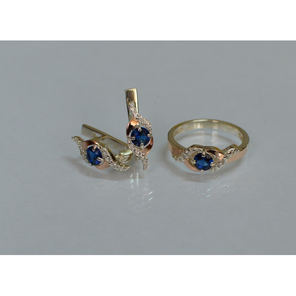 Серебряный гарнитур с золотыми пластинами (128)