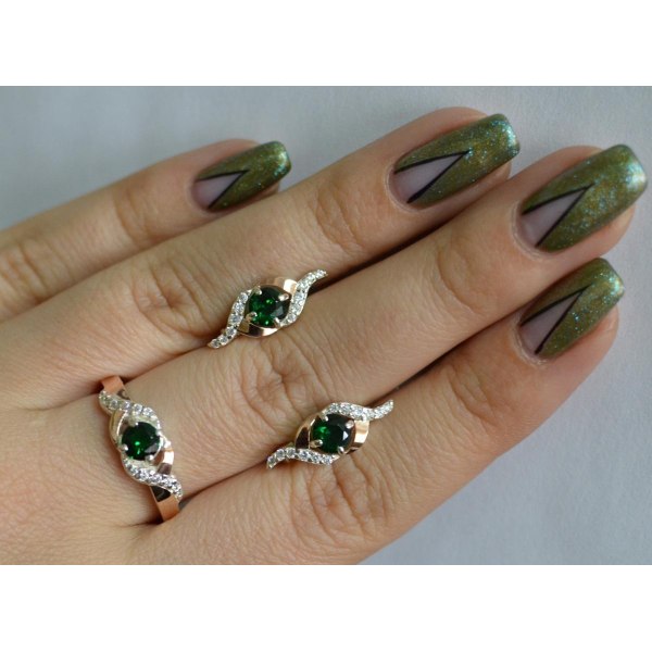 Серебряный гарнитур с золотыми пластинами (128)