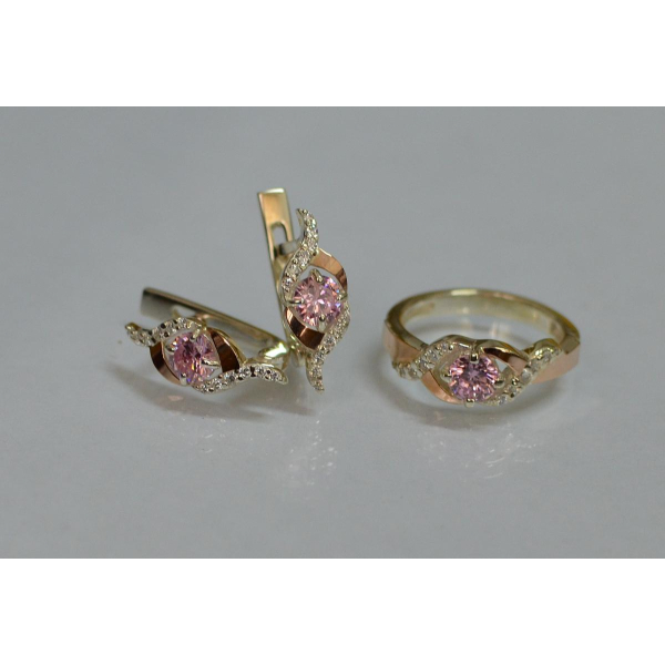 Серебряный гарнитур с золотыми пластинами (128)