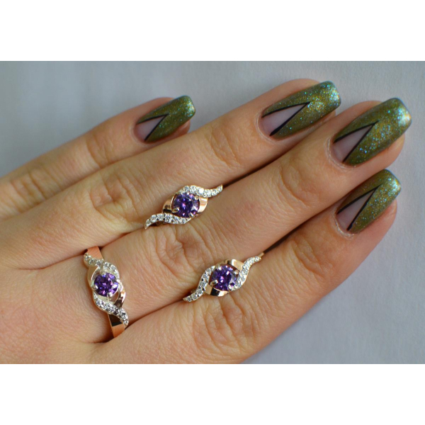 Серебряный гарнитур с золотыми пластинами (128)