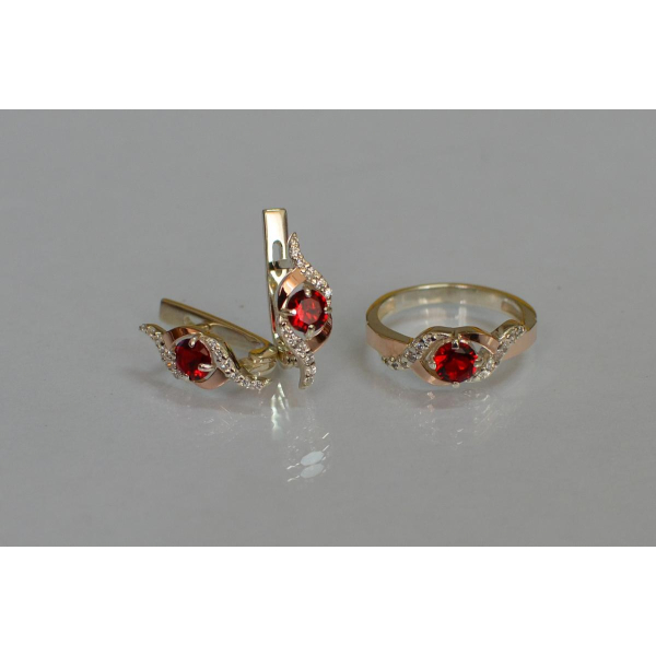 Серебряный гарнитур с золотыми пластинами (128)