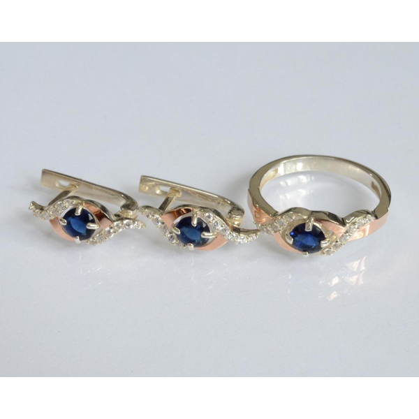 Серебряный гарнитур с золотыми пластинами (128)