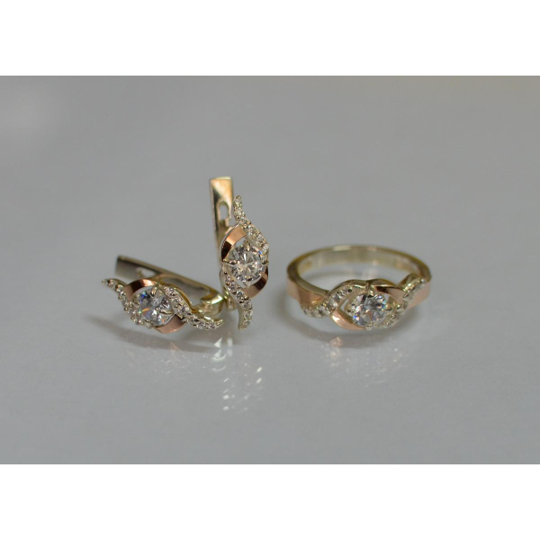 Серебряный гарнитур с золотыми пластинами (128)