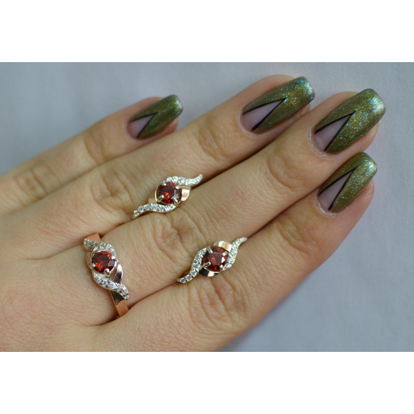 Серебряный гарнитур с золотыми пластинами (128)