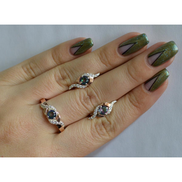 Серебряный гарнитур с золотыми пластинами (128)