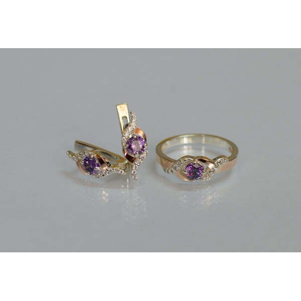 Серебряный гарнитур с золотыми пластинами (128)