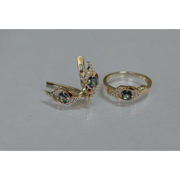 Серебряный гарнитур с золотыми пластинами (128)