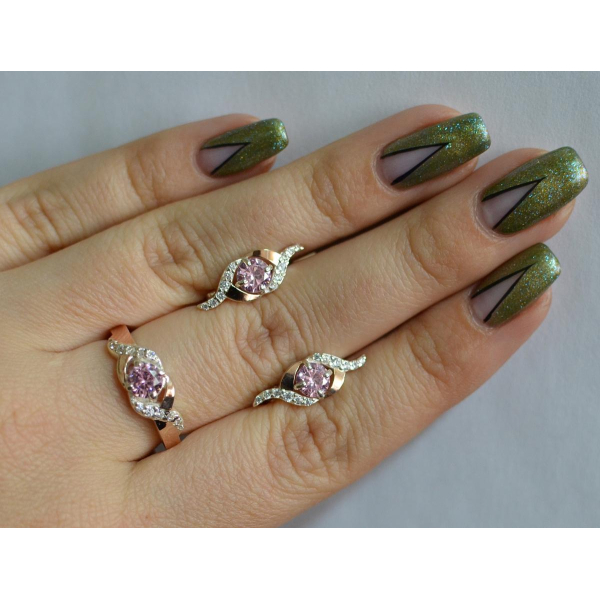 Серебряный гарнитур с золотыми пластинами (128)