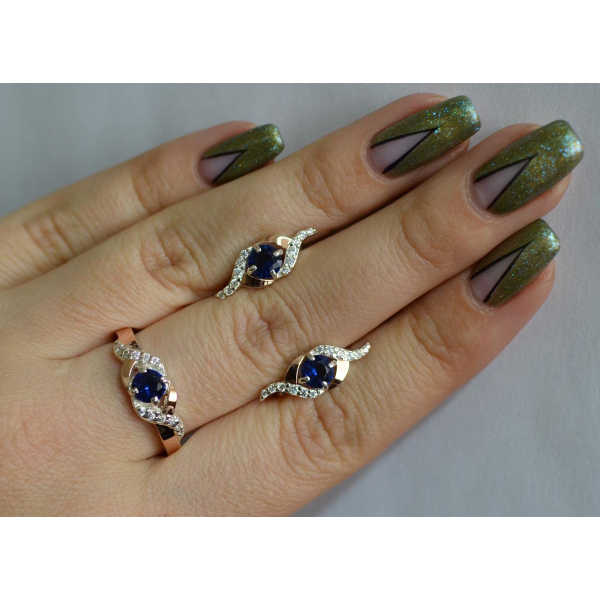 Серебряный гарнитур с золотыми пластинами (128)