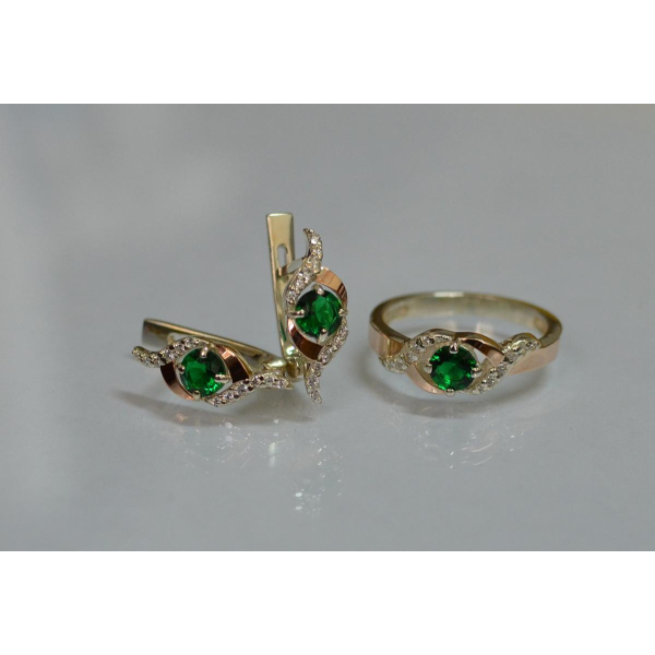 Серебряный гарнитур с золотыми пластинами (128)