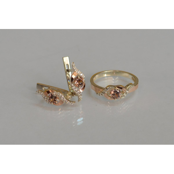 Серебряный гарнитур с золотыми пластинами (128)