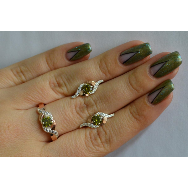 Серебряный гарнитур с золотыми пластинами (128)