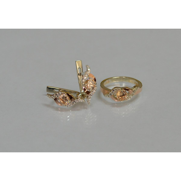 Серебряный гарнитур с золотыми пластинами (128)