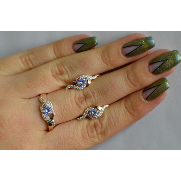 Серебряный гарнитур с золотыми пластинами (128)