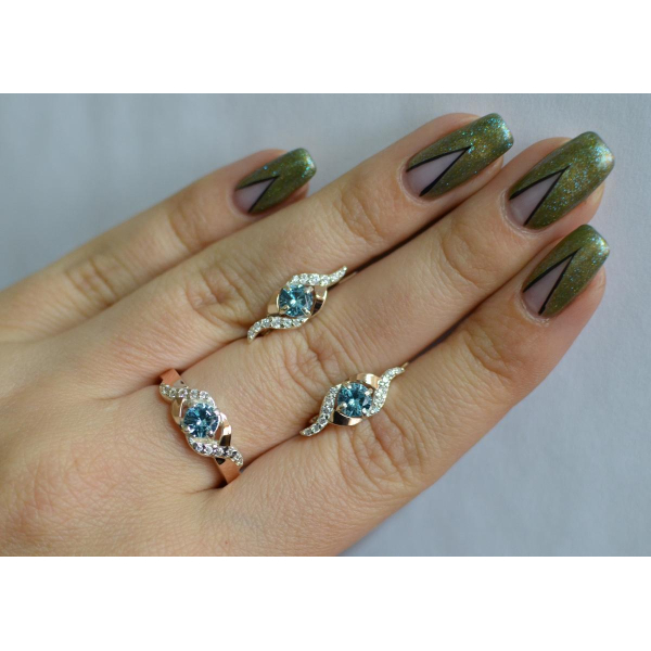 Серебряный гарнитур с золотыми пластинами (128)