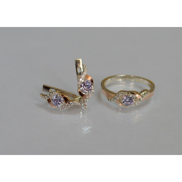 Серебряный гарнитур с золотыми пластинами (128)