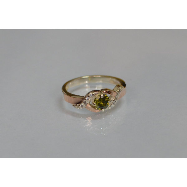 Серебряное кольцо с золотыми вставками (128к)