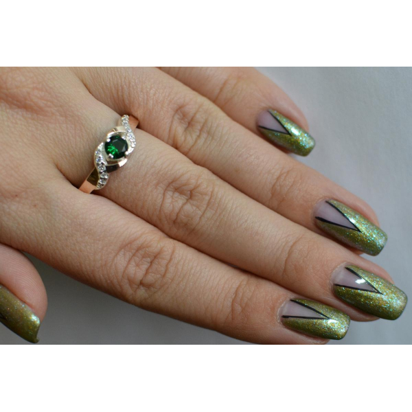 Серебряное кольцо с золотыми вставками (128к)