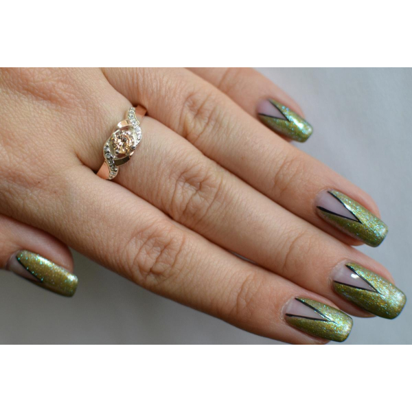 Серебряное кольцо с золотыми вставками (128к)