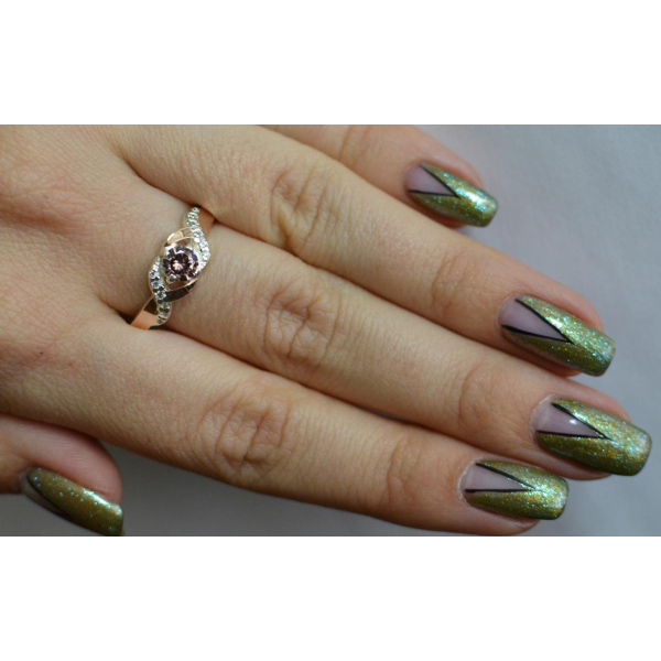 Серебряное кольцо с золотыми вставками (128к)