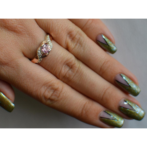 Серебряное кольцо с золотыми вставками (128к)