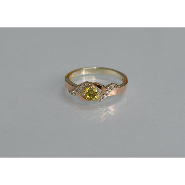 Серебряное кольцо с золотыми вставками (128к)