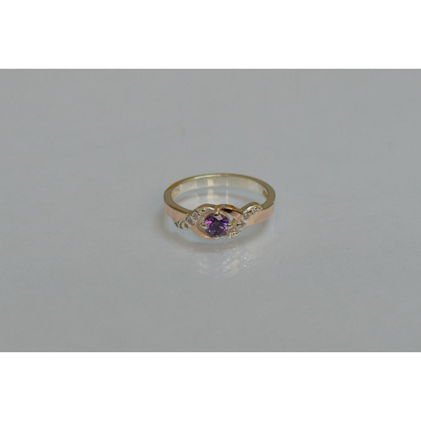 Серебряное кольцо с золотыми вставками (128к)