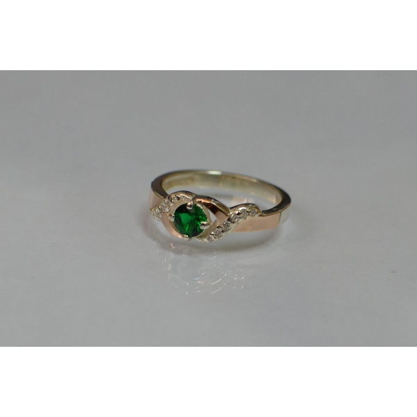 Серебряное кольцо с золотыми вставками (128к)