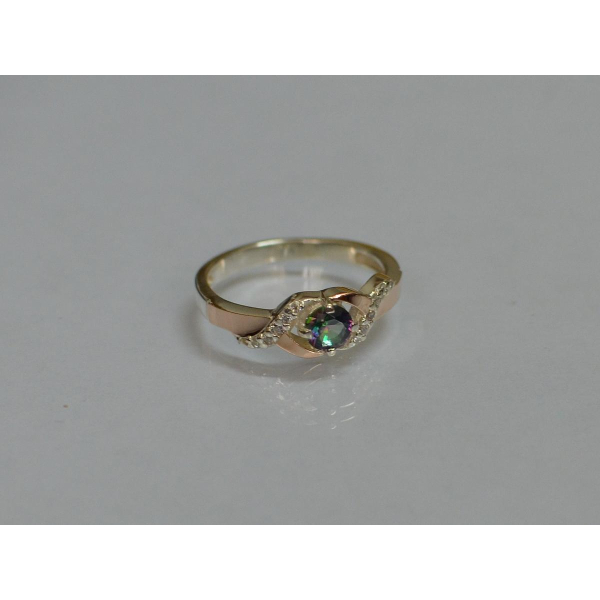 Серебряное кольцо с золотыми вставками (128к)