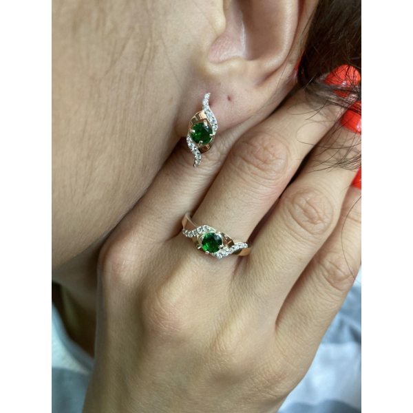 Серебряное кольцо с золотыми вставками (128к)