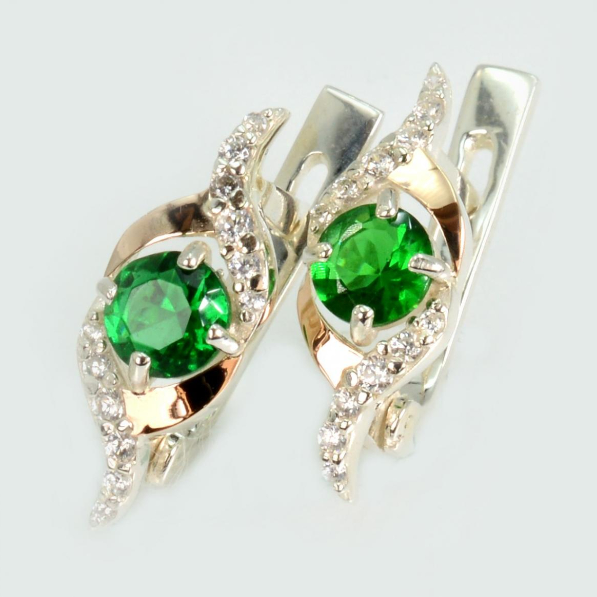 Серебряные серьги с золотыми накладками (128с)