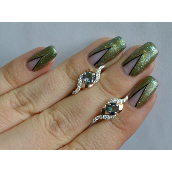 Серебряные серьги с золотыми накладками (128с)