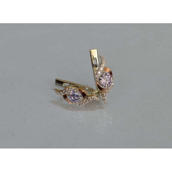 Серебряные серьги с золотыми накладками (128с)