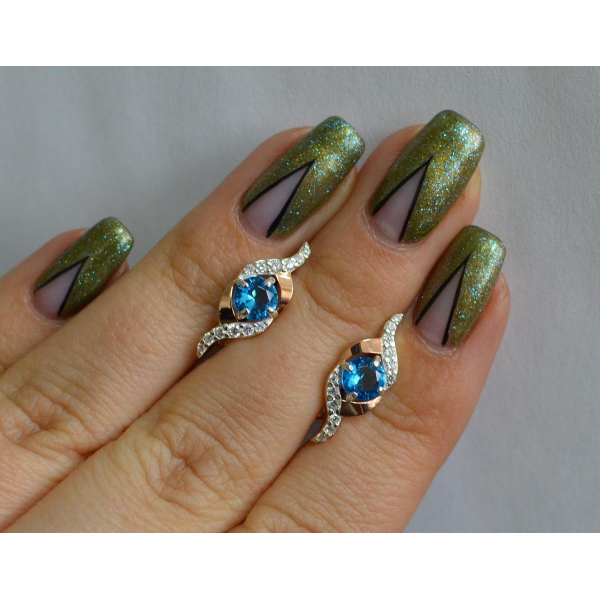 Серебряные серьги с золотыми накладками (128с)