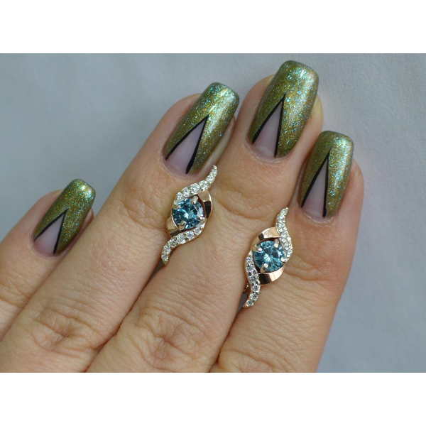 Серебряные серьги с золотыми накладками (128с)