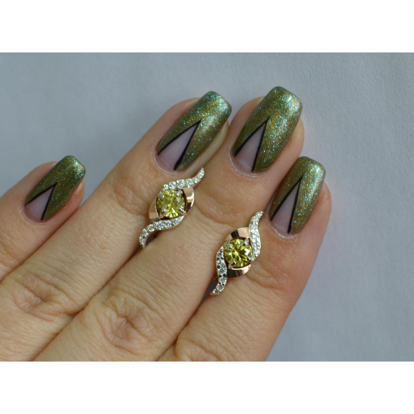 Серебряные серьги с золотыми накладками (128с)