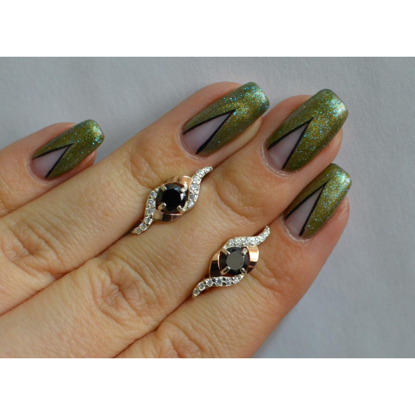 Серебряные серьги с золотыми накладками (128с)