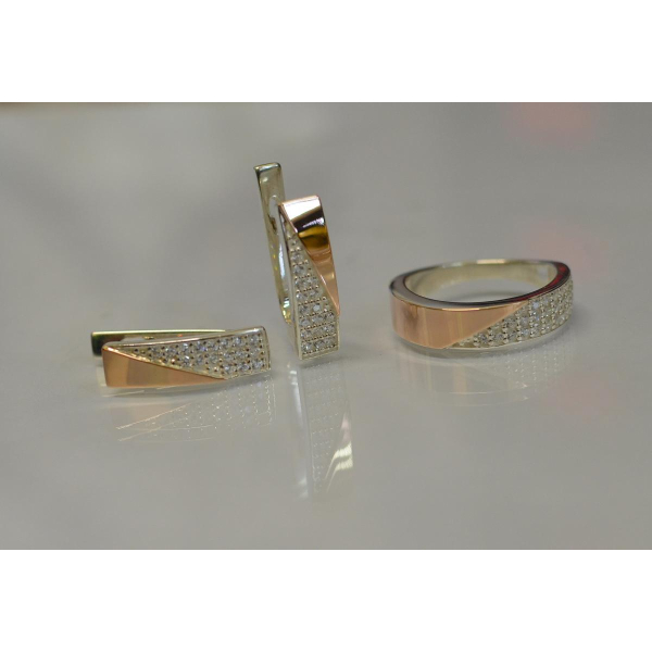 Срібний гарнітур з золотими вставками (129)